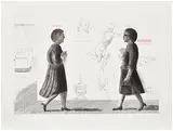 David Hockney, Homage to Michelangelo, from Omaggio a Michelangelo (S.A.C. 173, M.C.A.T. 162), 1975, Etching and aquatint in black and red, on BFK Rives paper, with full margins, contained in the original paper folder with printed text and grey cloth-covered portfolio with green leather cover and gold printed title