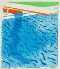 David Hockney, Pool Made with Paper and Blue Ink for Book, from Paper Pools (T.G. 269, M.C.A.T. 234), 1980, Lithograph in colours, on Arches Cover paper, the full sheet, with the accompanying book Paper Pools and its card slipcase