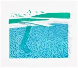 David Hockney, Lithographic Water Made of Lines, Crayon, and a Blue Wash (T.G. 255, M.C.A.T. 212), 1978-80, Lithograph in colours, on TGL handmade paper, with full margins