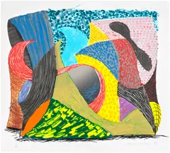David Hockney, Going Out, from Some New Prints (G. 1605, M.C.A.T. 336), 1993, Lithograph and screenprint in colours, on Arches 88 paper, the full sheet