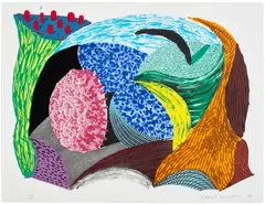 David Hockney, Blue Hang Cliff, from Some New Prints (G. 1604, M.C.A.T. 335), 1993, Lithograph and screenprint in colours, on Arches 88 paper, the full sheet