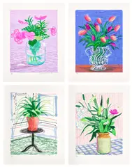 David Hockney, A Bigger Book: Art Edition A-D, 2010/2016, The complete series of four iPad drawings in colours, printed on archival paper, with full margins, the sheets loose (as issued), each with the illustrated 680-page chronology book, original print portfolio and adjustable book stand designed by Marc Newson, contained in the original cardboard boxes with printed labels