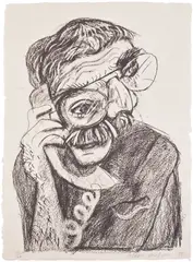 David Hockney, An Image of Ken, from Moving Focus (T.G. 235, M.C.A.T. 284), 1985, Lithograph in dark grey, on Moulin du Verger handmade paper, with full margins