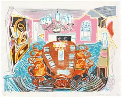 David Hockney, Tyler Dining Room, from Moving Focus (T.G. 278, M.C.A.T. 261), 1984, Lithograph in colours, on TGL handmade paper, with full margins