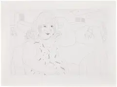 David Hockney, Ann in the Studio (G. 1191, M.C.A.T. 258), 1984, Etching, on BFK Rives paper, with full margins