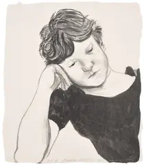 David Hockney, Byron on Hand (T.G. 264, M.C.A.T. 218), 1979, Lithograph, on Chinese Traditional tissue paper, the full sheet