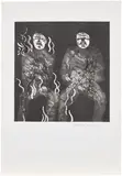 David Hockney, Corpses on Fire, plate 22 from Illustrations for Six Fairy Tales from the Brothers Grimm (S.A.C. 91, M.C.A.T. 88), 1969, Etching and aquatint, on Hodgkinson handmade paper watermarked DH and PP , with full margins