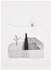 David Hockney, Rapunzel Growing in the Garden, from Illustrations for Six Fairy Tales from the Brothers Grimm (S.A.C. 81, M.C.A.T. 78), 1969, Etching and aquatint, on Hodgkinson handmade paper, with full margins
