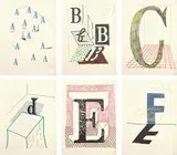 David Hockney, Hockney's Alphabet, 1991, The complete book including 26 lithographs in colours, on Exhibition Fine Art Cartridge paper, the full sheets bound (as issued), with text and title page, in quarter vellum with handmade Fabriano Roma paper boards, contained in the original grey slipcase