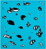Julian Opie, We Swam Amongst the Fishes (C. 45), 2003, Screenprint in colours, on spray-painted MDF block