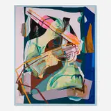 Ryan Sluggett, Sad Baby Swipe, 2012, fabric dye, tempera, acrylic and oil on fabric in artist's frame