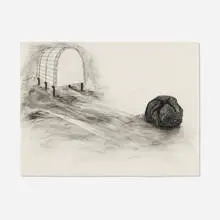 Peter Shelton, whitevaultfallintostone, 1989, graphite on mylar