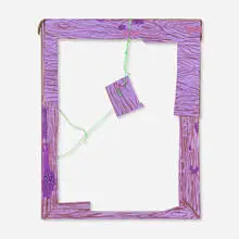 Aaron Curry, Purkle Headband, 2011, screenprint, tape, string and gouache on cardboard and wood construction