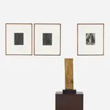 Anthony Pearson, Untitled (Arrangement), 2007, uncoated hi-polished bronze, wood pedestal; solarized gelatin silver print in artist's frame