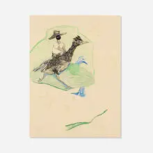 Walter Price, Road Running, 2020, marker, crayon, graphite, sticker on paper