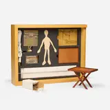 Cildo Meireles, Camelo, 1998, Multiple of 1000 pins, 1000 collar stays, 2 miniature tables, puppet, motor, box, string and screws in a wooden box