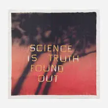 Ed Ruscha, Science is Truth Found Out (Red)ition Scarf, 2022, silk twill scarf