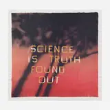 Ed Ruscha, Science is Truth Found Out (Red)ition Scarf, 2022, silk twill scarf