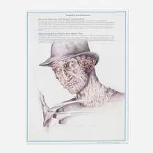 Butt Johnson, Frequently Asked Questions, 2002, ink on found printed paper