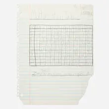 Multiplication Table by Michael Scoggins, 2006, graphite, marker and Prismacolor on paper, sold May 2026