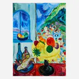 Amos Yaskil, Dinner Table with a View of Israeli Village, c. 1970, oil on canvas