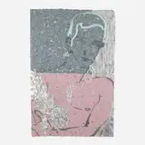 Robert Kushner, Kouros, 1987, acrylic and metal leaf on handmade paper