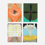Li Lin Lee, Four works from the Corbon Ephphatha II series, 1991, oil and alkyd on burlap mounted to canvas