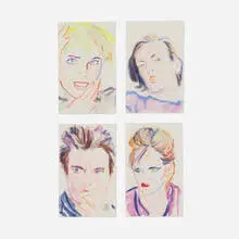 Billy Sullivan, Untitled (four portraits), watercolor on paper
