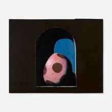 John Gibson, Arched Niche, Pink Ball - Dots, 1994, oil on panel
