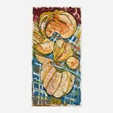 John Bratby, Pieces of Cantaloup Melons and Pieces of a Small Spheroid Melon, oil on canvas