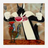 Herr Nilsson, Eating a Picasso, 2016, resin-coated acrylic and glitter on wood