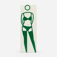 Christine Stay Ups Bra + Pants by Julian Opie, 2000, paint and vinyl on wood, sold Mar 2026