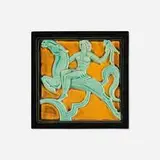 Leon Solon for American Encaustic Tiling Co., Rare Art Deco tile with woman on horse, c. 1930, glazed earthenware