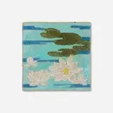 Van Briggle Pottery, Early tile with water lilies, c. 1907, glazed earthenware decorated in cuenca