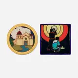 California Faience and Harding Black, Tiles, set of two, c. 1920, 1946, glazed earthenware