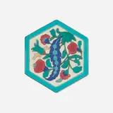 Chauncey Thomas for California Faience, Rare Iznik-style hexagonal tile with flowers, 1915-16, glazed earthenware