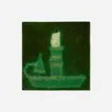 Grueby Faience Company, Tile with chamberstick