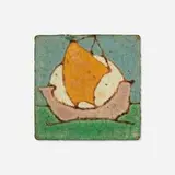 Grueby Faience Company, Rare tile with sailing ship and full moon