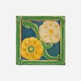Grueby Faience Company, Tile with stylized flowers