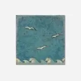 Grueby Faience Company, Tile with flying seagulls and waves