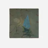 Marblehead Pottery, Tile with sailing ship at sea, c. 1915, glazed earthenware