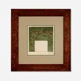Original drawing for a fireplace surround design with oak leaves by Sallie Toohey for Rookwood Pottery, c. 1915, watercolor on paper, sold Jan 2025
