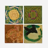Rookwood Faience, Collection of four architectural tiles, glazed earthenware