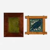 Tile and trivet by Rookwood Pottery, glazed earthenware, sold Jan 2025