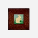 Grueby Faience Company, Tile with rabbit in a cabbage field