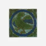 Grueby Faience Company, Tile with heraldic bird