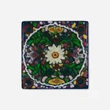 Mae Timberlake for Weller Pottery, Rare decorated Hudson tile with floral and foliate motifs, c. 1925, glazed earthenware