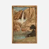 Claycraft Potteries, Scenic tile with a view of Yosemite Falls, c. 1928, glazed earthenware