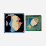 Solon and Schemmel Tile Company, Tiles with fish, set of two, c. 1925, glazed earthenware