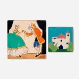 San José Pottery, Tiles, set of two, c. 1945, glazed earthenware